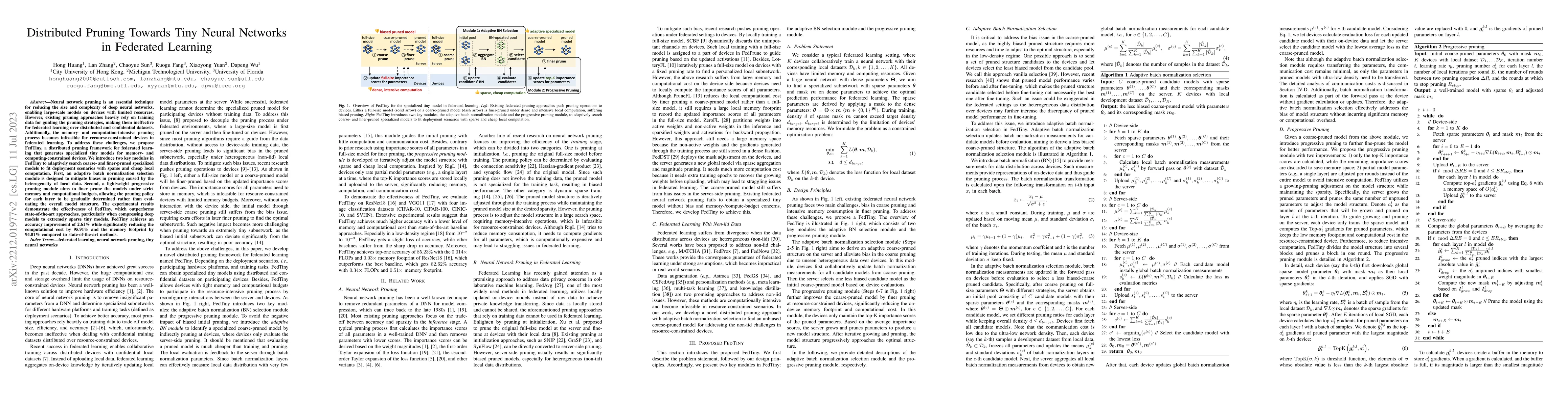 Thumbnail for Distributed Pruning Towards Tiny Neural Networks in Federated Learning