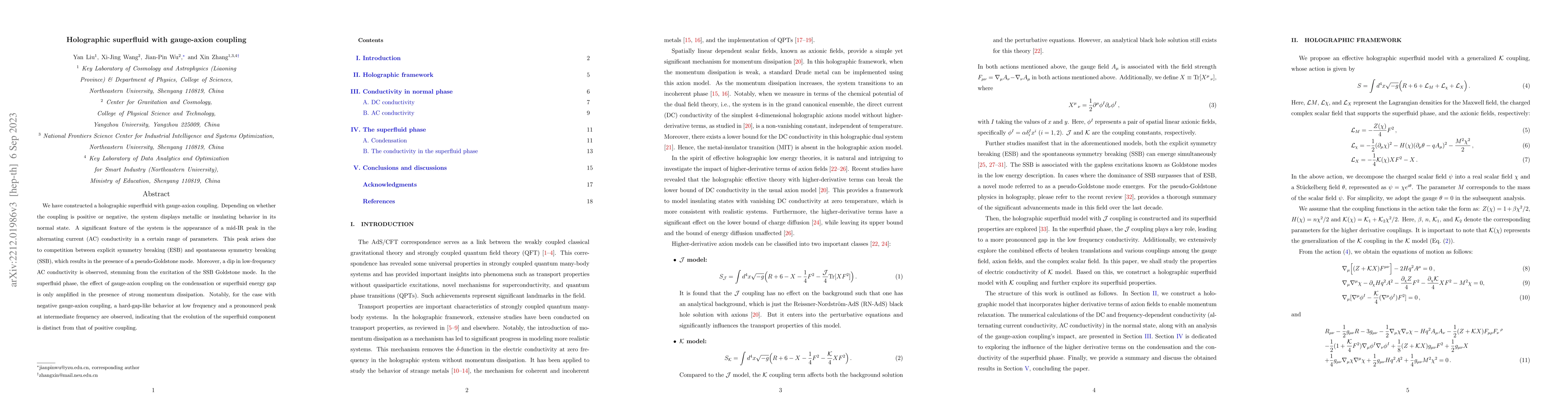 Thumbnail for Holographic superfluid with gauge-axion coupling