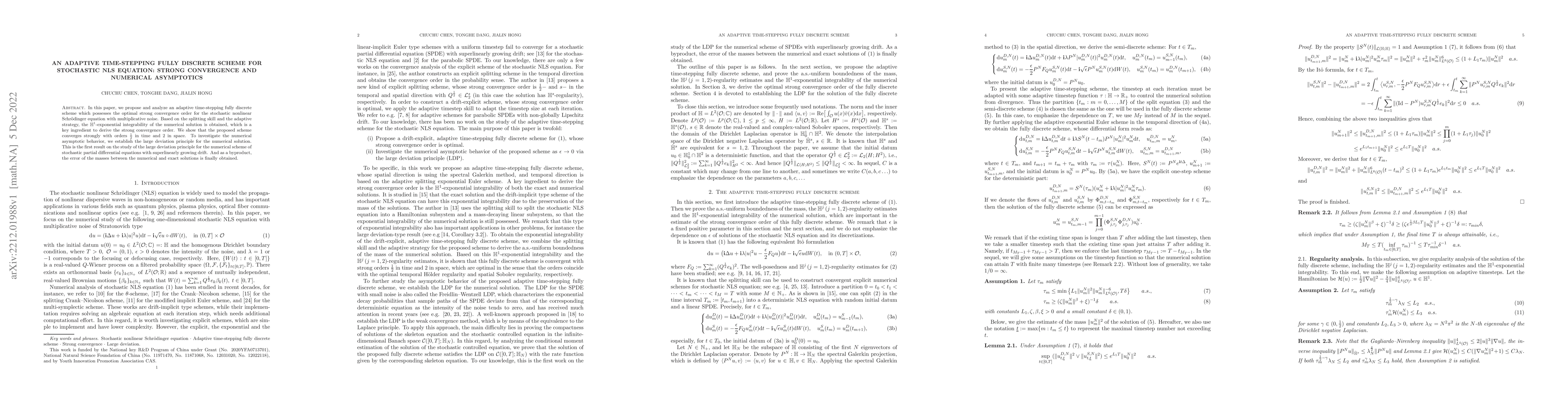 Thumbnail for An adaptive time-stepping fully discrete scheme for stochastic NLS
  equation: Strong convergence and numerical asymptotics