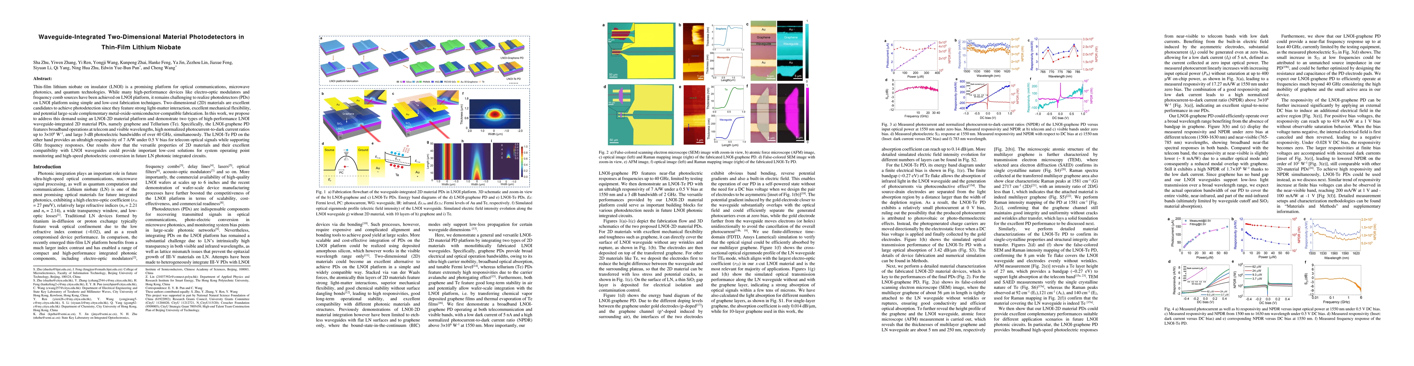 Thumbnail for Waveguide-Integrated Two-Dimensional Material Photodetectors in
  Thin-Film Lithium Niobate