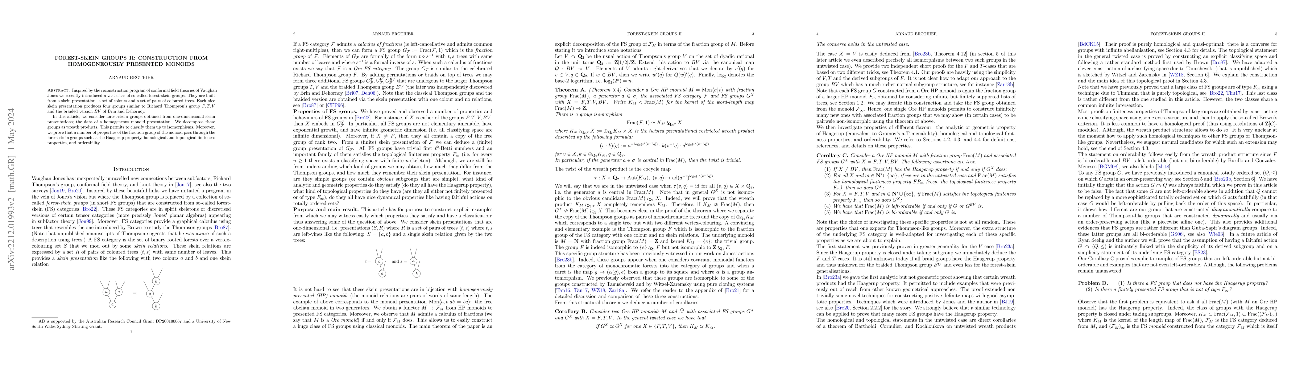 Thumbnail for Forest-skein groups II: construction from homogeneously presented
  monoids