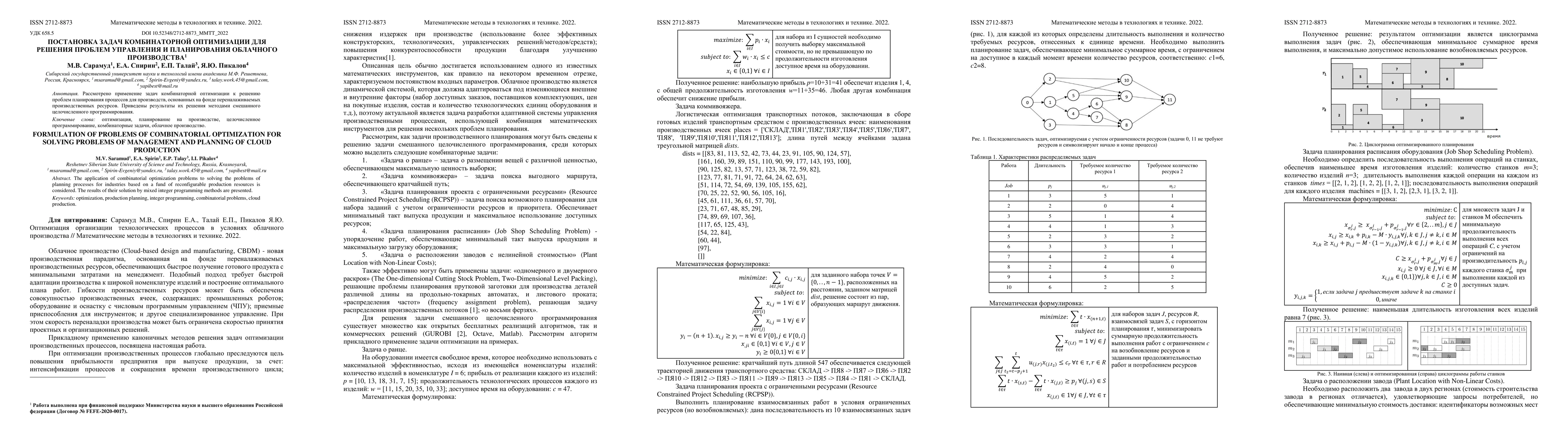 Thumbnail for Formulation of problems of combinatorial optimization for solving
  problems of management and planning of cloud production