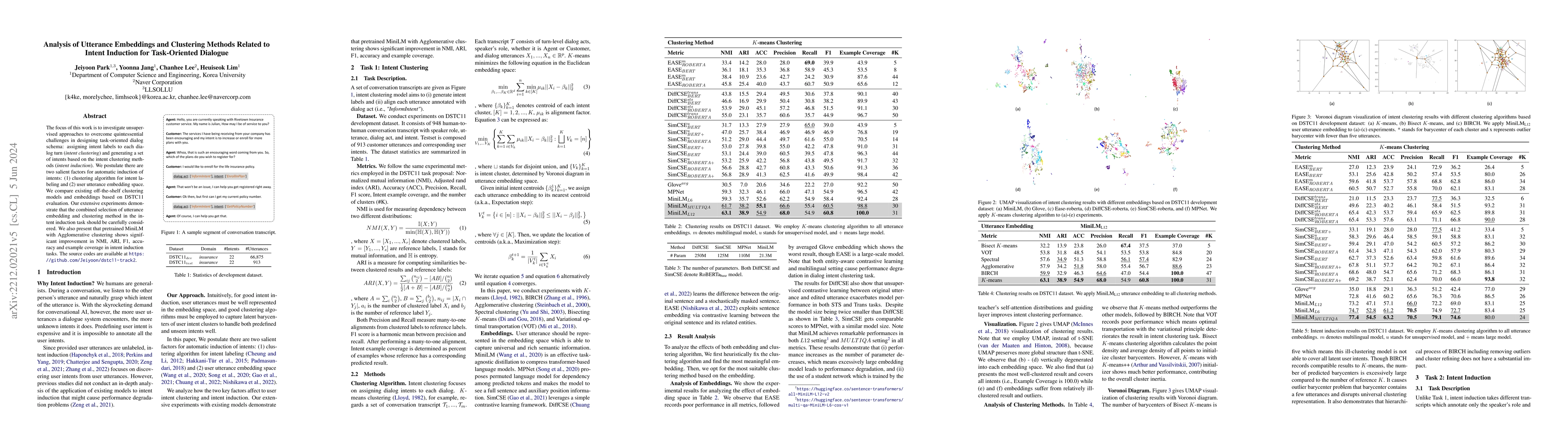 Thumbnail for Analysis of Utterance Embeddings and Clustering Methods Related to
  Intent Induction for Task-Oriented Dialogue