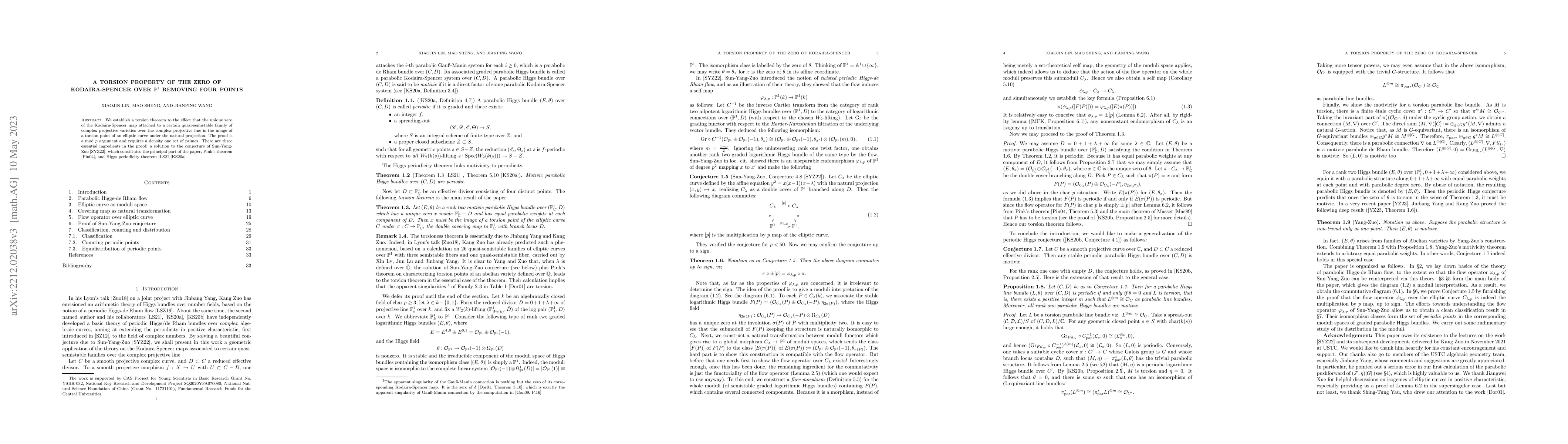 Thumbnail for A torsion property of the zero of Kodaira-Spencer over $\mathbb{P}^1$
  removing four points