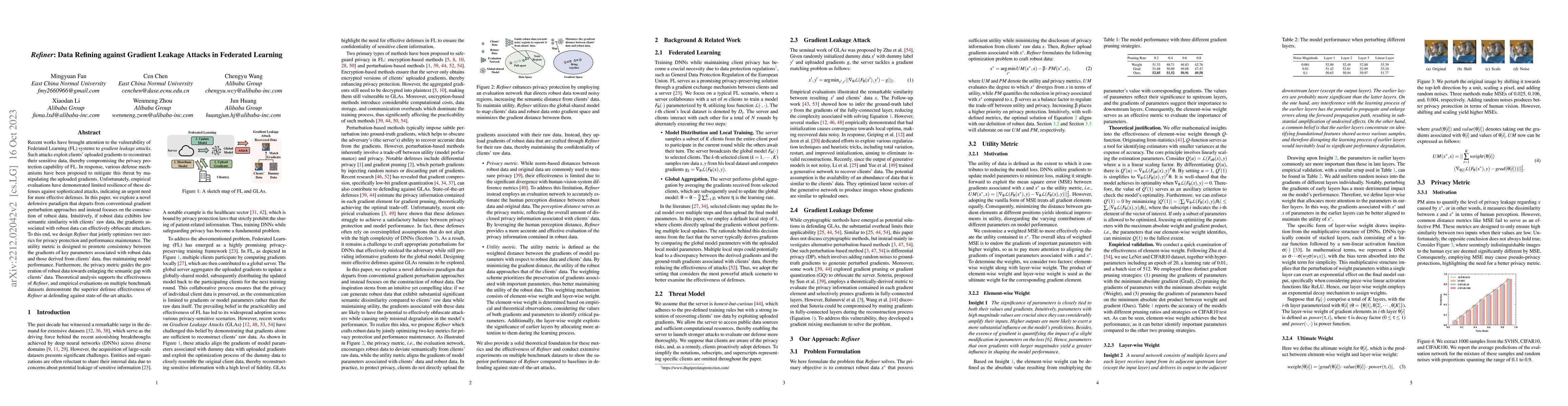 Thumbnail for Refiner: Data Refining against Gradient Leakage Attacks in Federated
  Learning