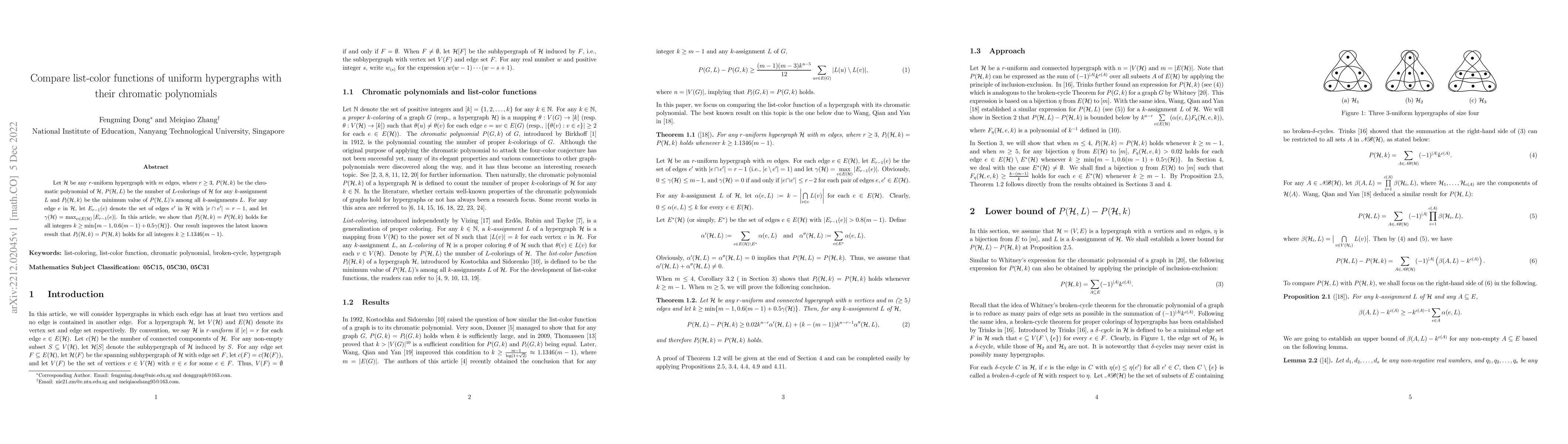 Thumbnail for Comparing list-color functions of uniform hypergraphs with their
  chromatic polynomials (III)