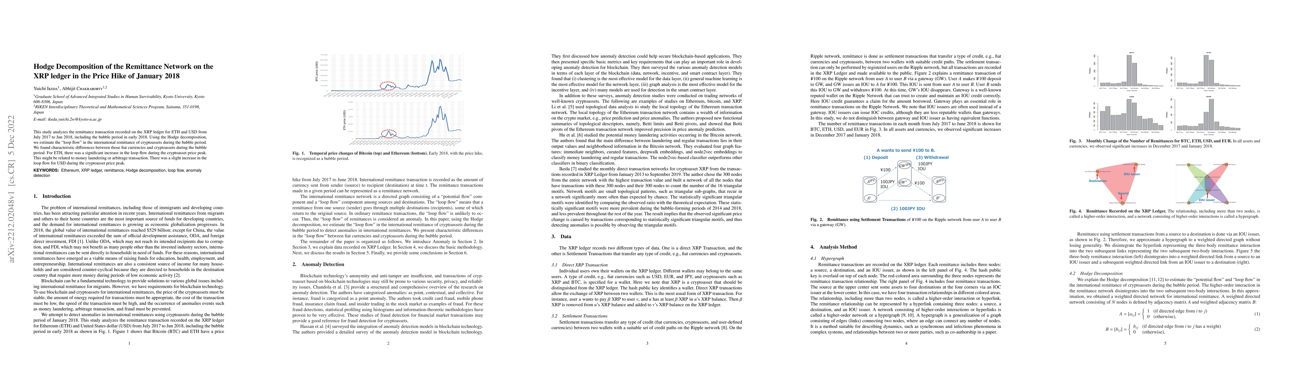 Thumbnail for Hodge Decomposition of the Remittance Network on the XRP ledger in the
  Price Hike of January 2018