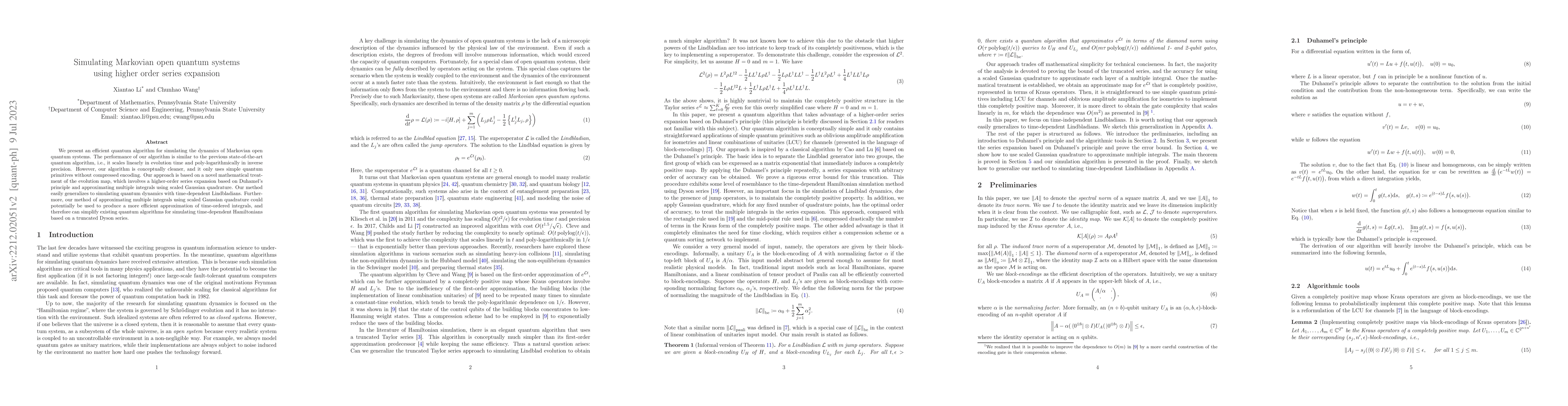 Thumbnail for Simulating Markovian open quantum systems using higher-order series
  expansion