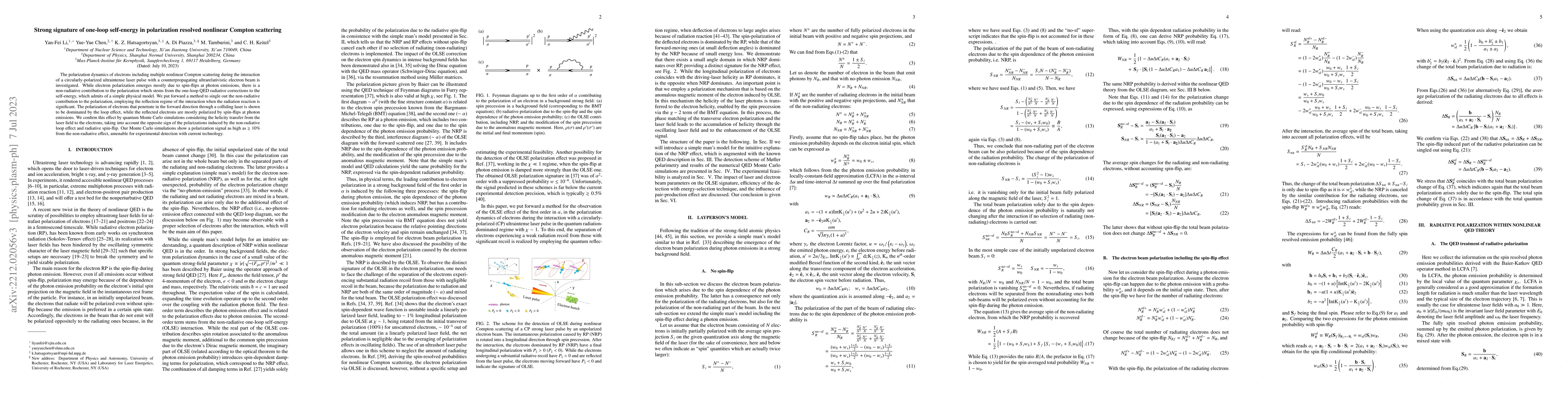 Thumbnail for Strong signature of one-loop self-energy in polarization resolved
  nonlinear Compton scattering