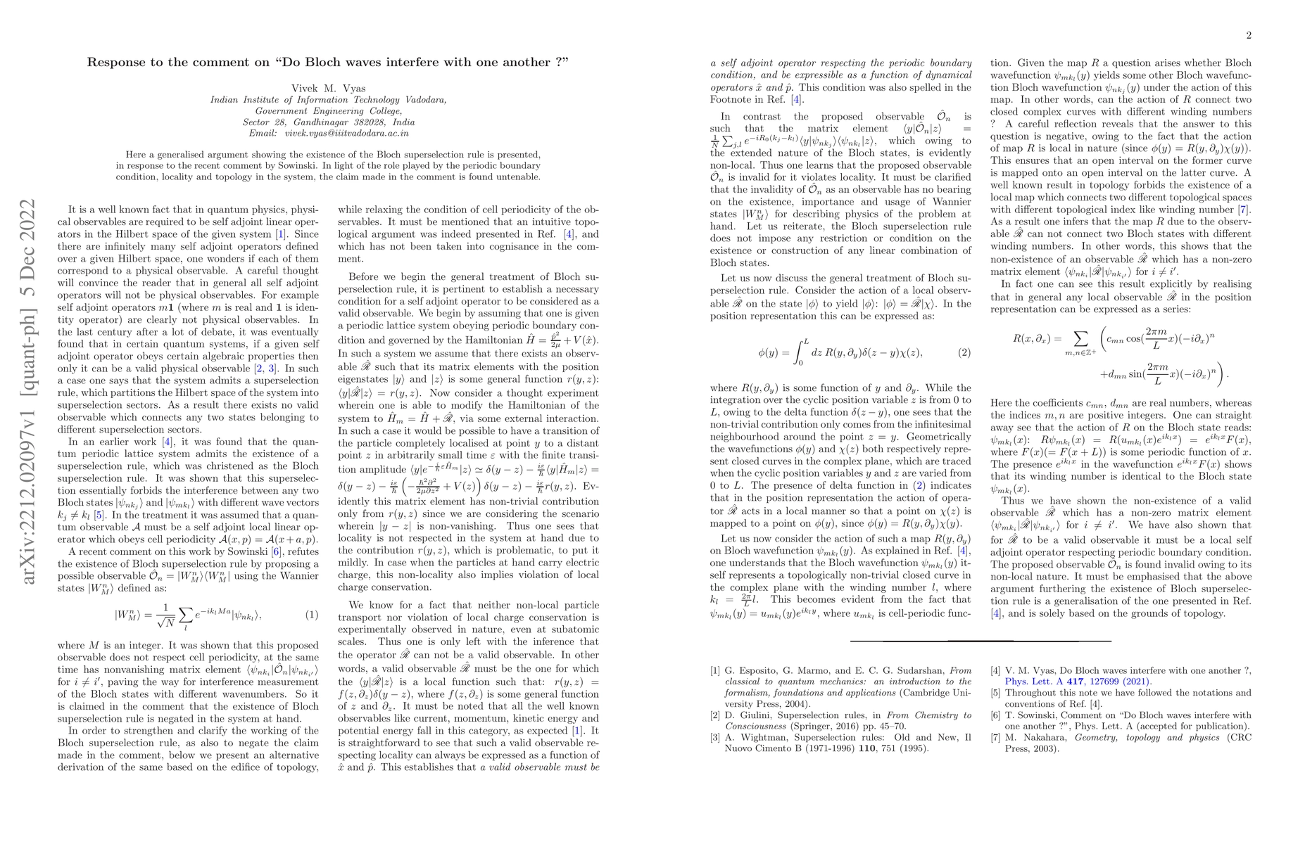 Thumbnail for Response to the comment on "Do Bloch waves interfere with one another ?"