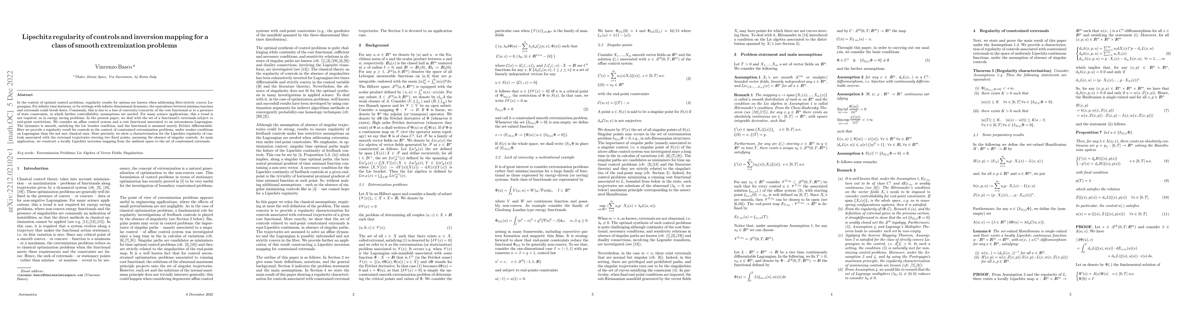 Thumbnail for Lipschitz regularity of controls and inversion mapping for a class of
  smooth extremization problems