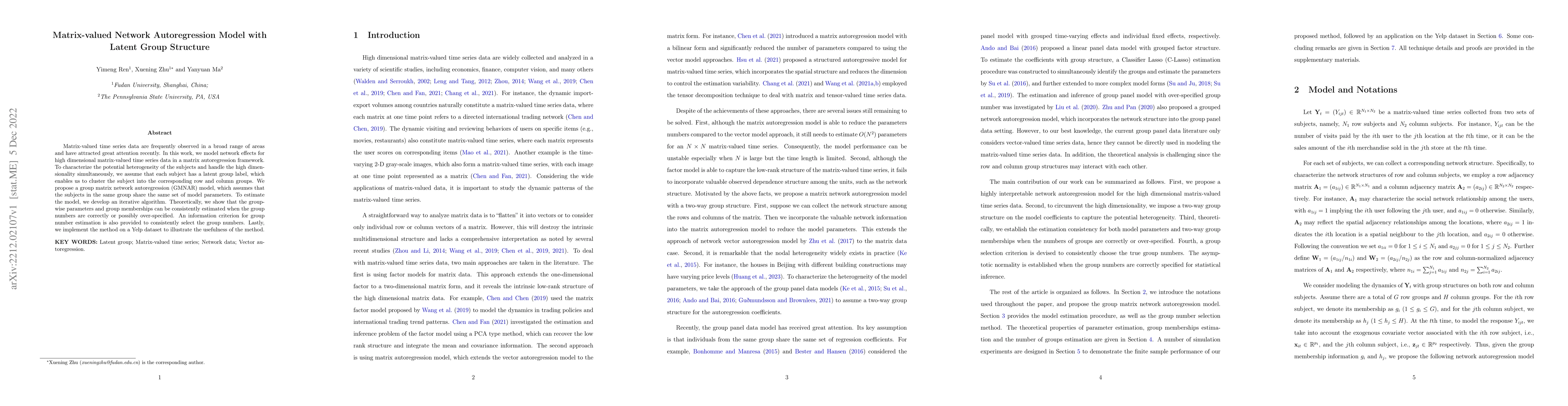 Thumbnail for Matrix-valued Network Autoregression Model with Latent Group Structure