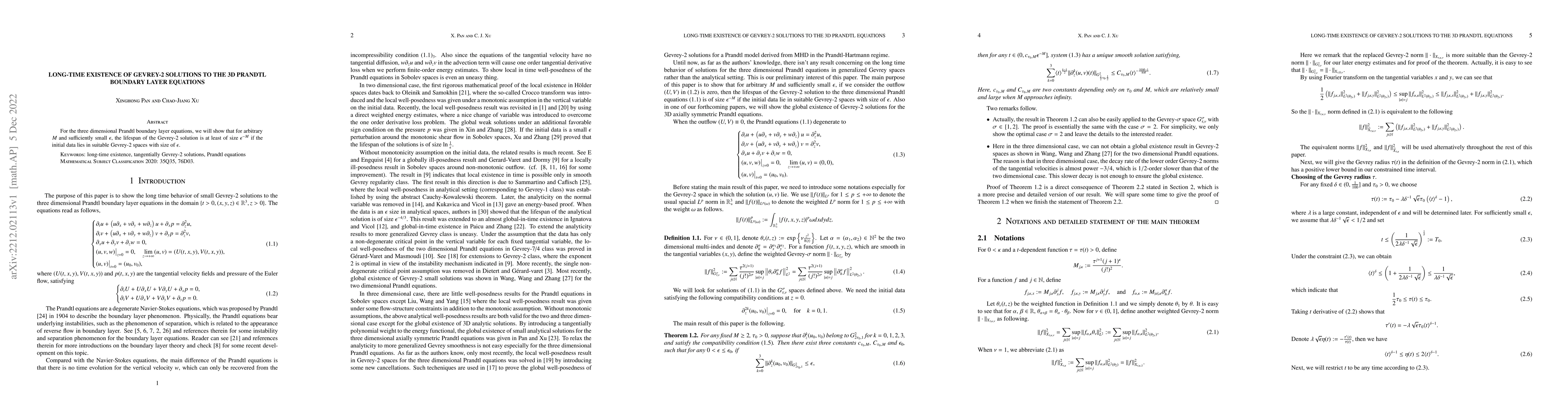 Thumbnail for Long-time existence of Gevrey-2 solutions to the 3D Prandtl boundary
  layer equations