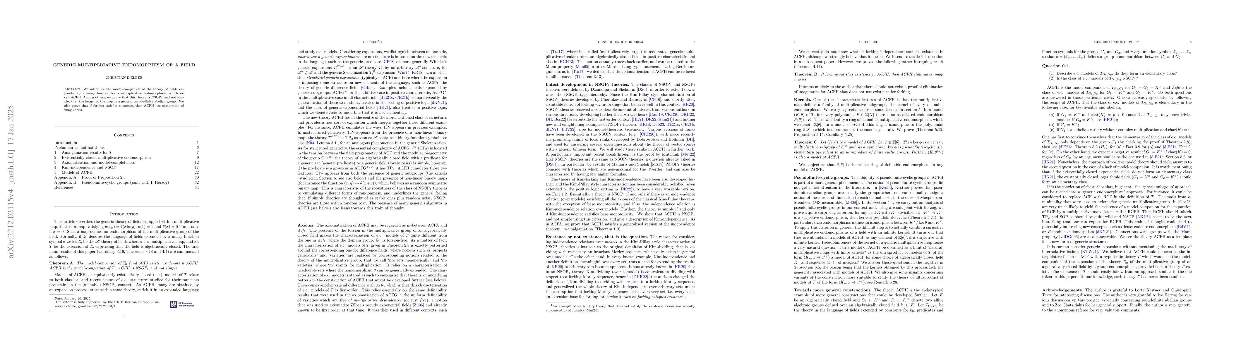 Thumbnail for Generic multiplicative endomorphism of a field