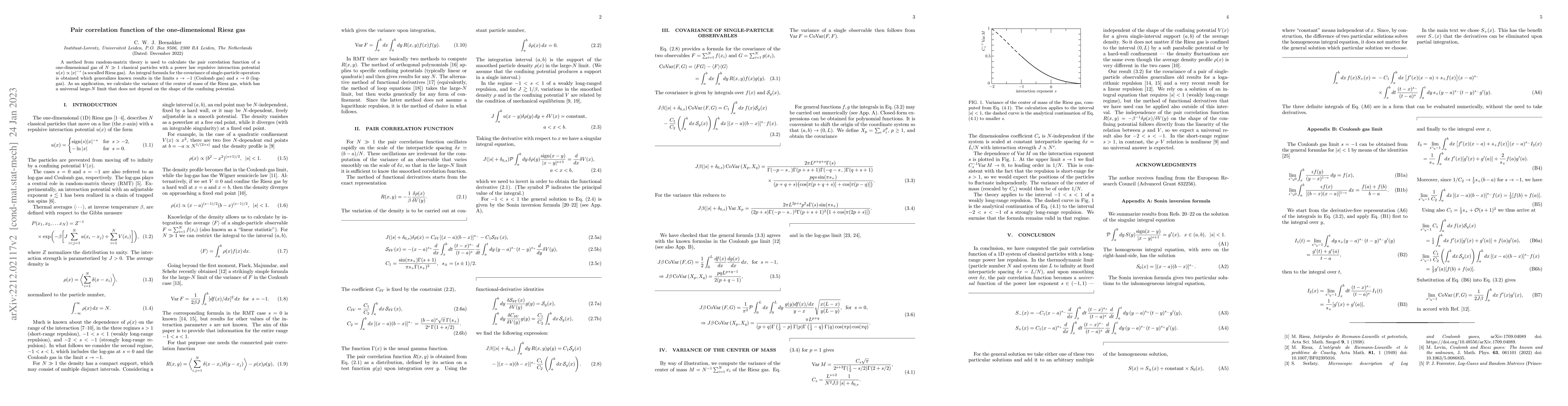 Thumbnail for Pair correlation function of the one-dimensional Riesz gas