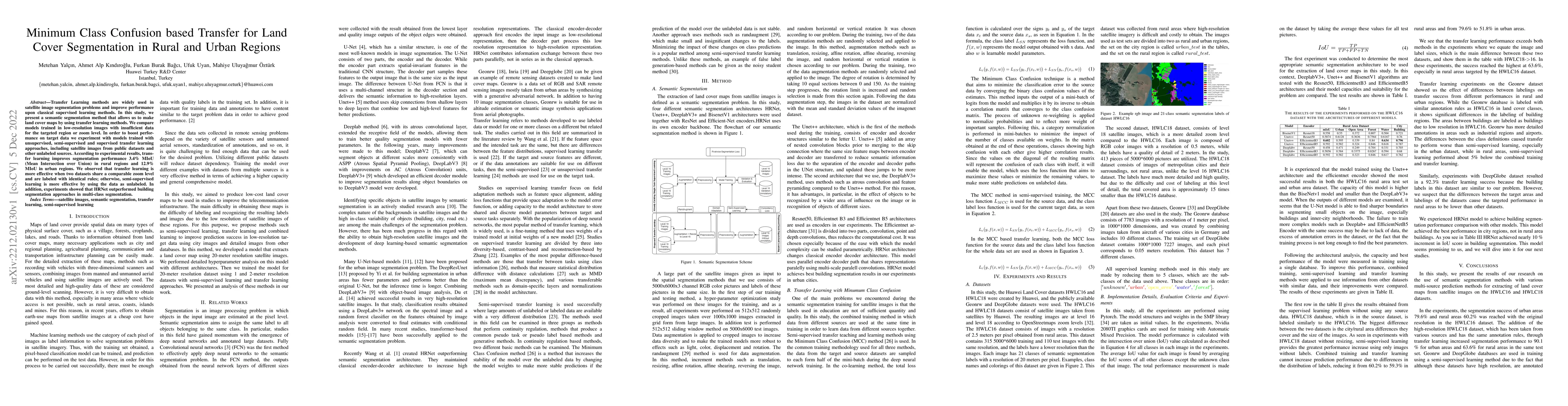 Thumbnail for Minimum Class Confusion based Transfer for Land Cover Segmentation in
  Rural and Urban Regions