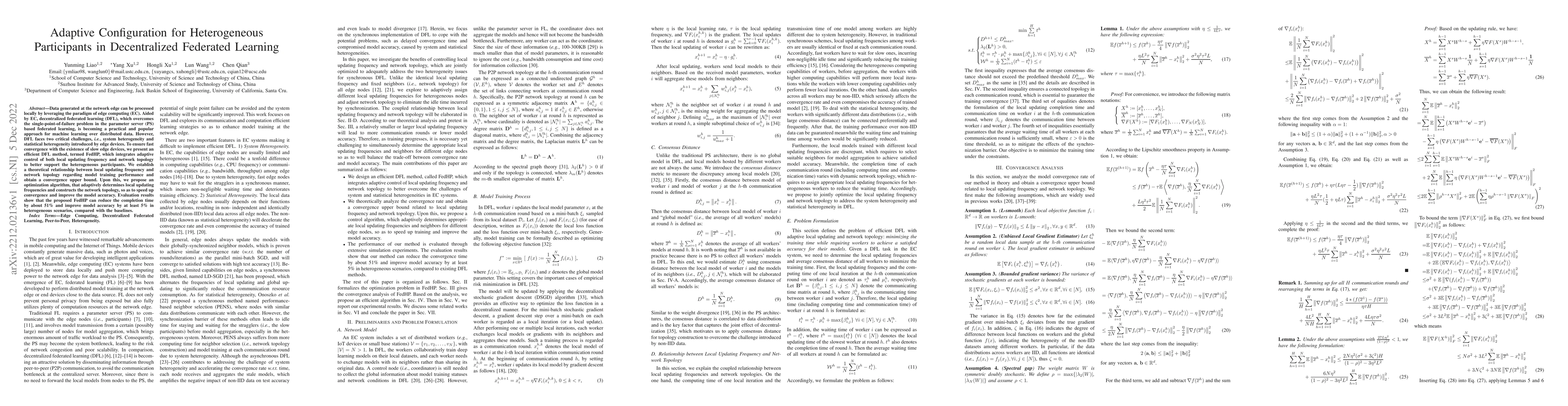 Thumbnail for Adaptive Configuration for Heterogeneous Participants in Decentralized
  Federated Learning