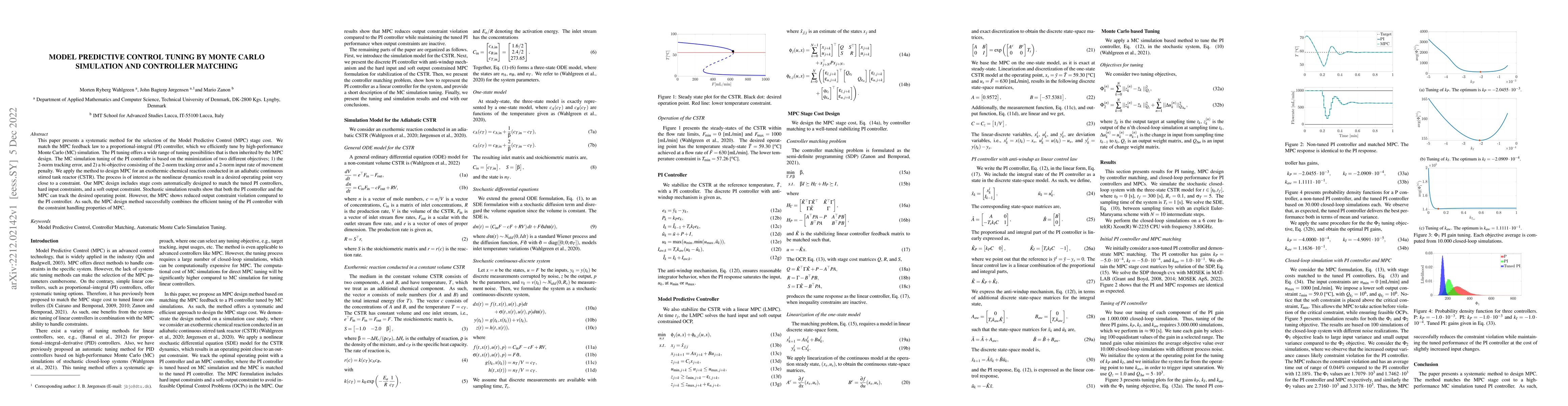 Thumbnail for Model Predictive Control Tuning by Monte Carlo Simulation and Controller
  Matching