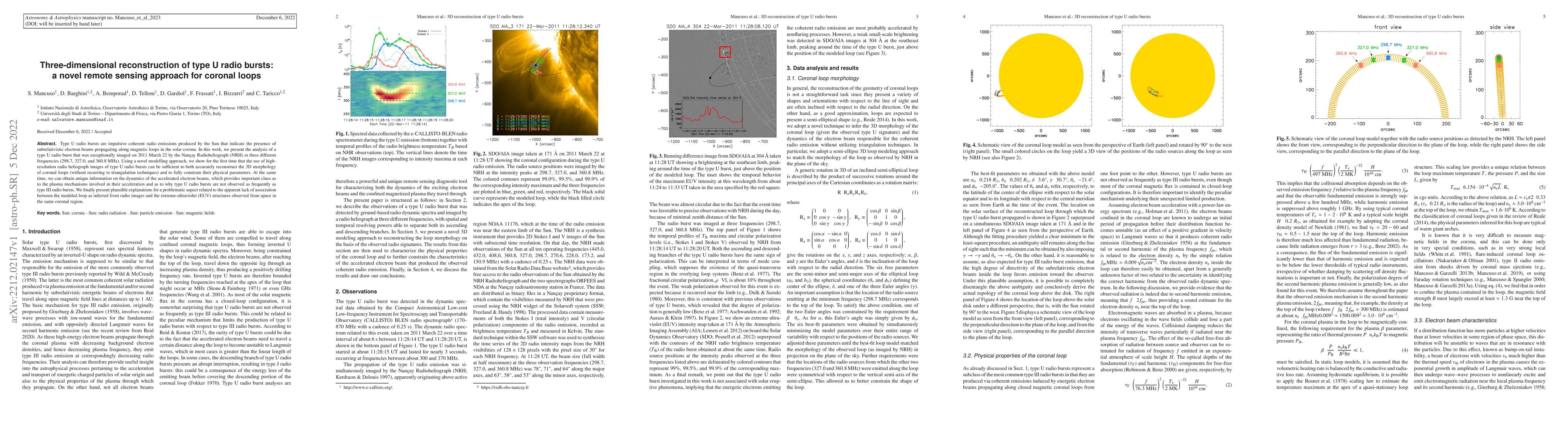 Thumbnail for Three-dimensional reconstruction of type U radio bursts: a novel remote
  sensing approach for coronal loops