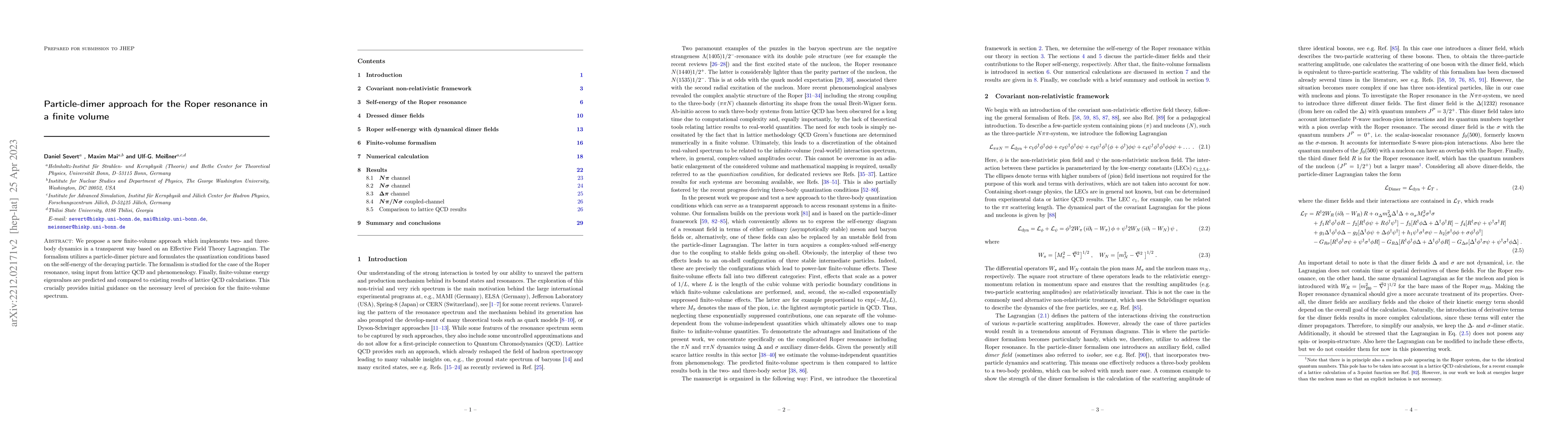 Thumbnail for Particle-dimer approach for the Roper resonance in a finite volume
