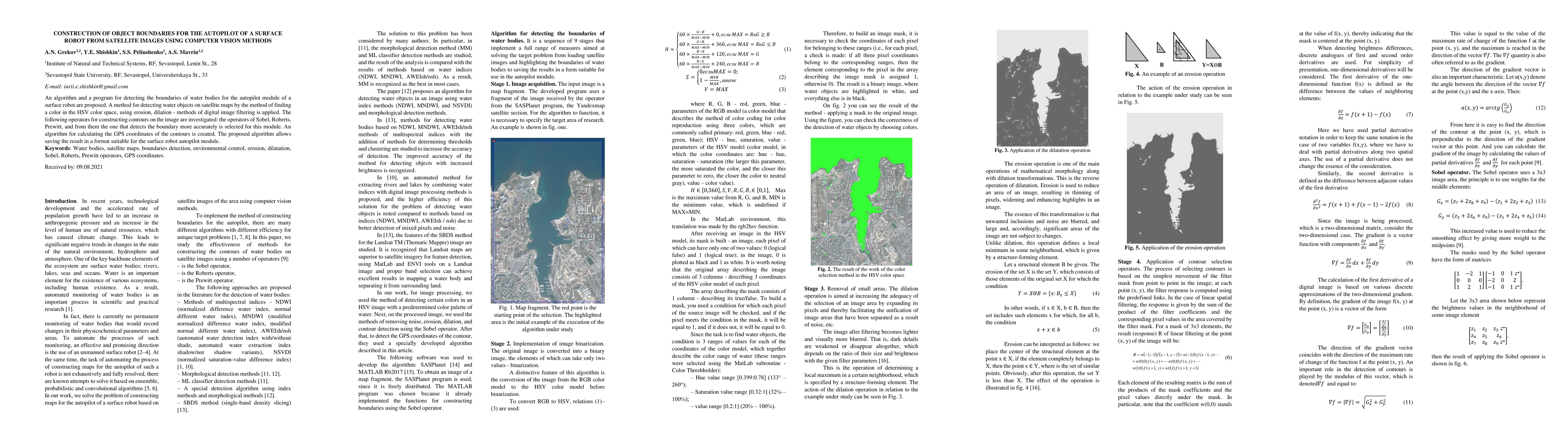 Thumbnail for Construction of Object Boundaries for the Autopilotof a Surface Robot
  from Satellite Imagesusing Computer Vision Methods