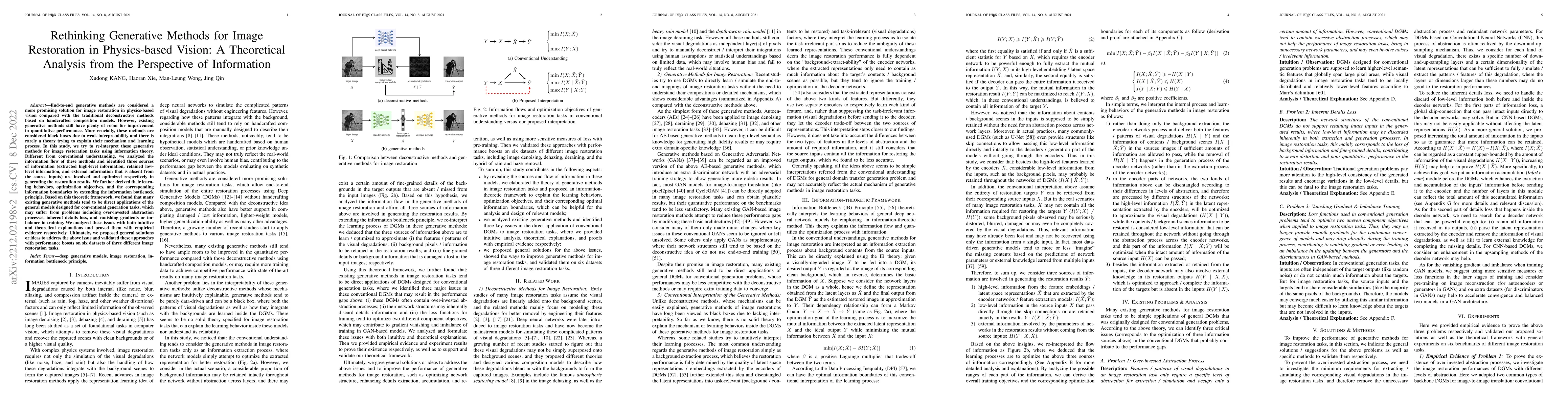 Thumbnail for Rethinking Generative Methods for Image Restoration in Physics-based
  Vision: A Theoretical Analysis from the Perspective of Information
