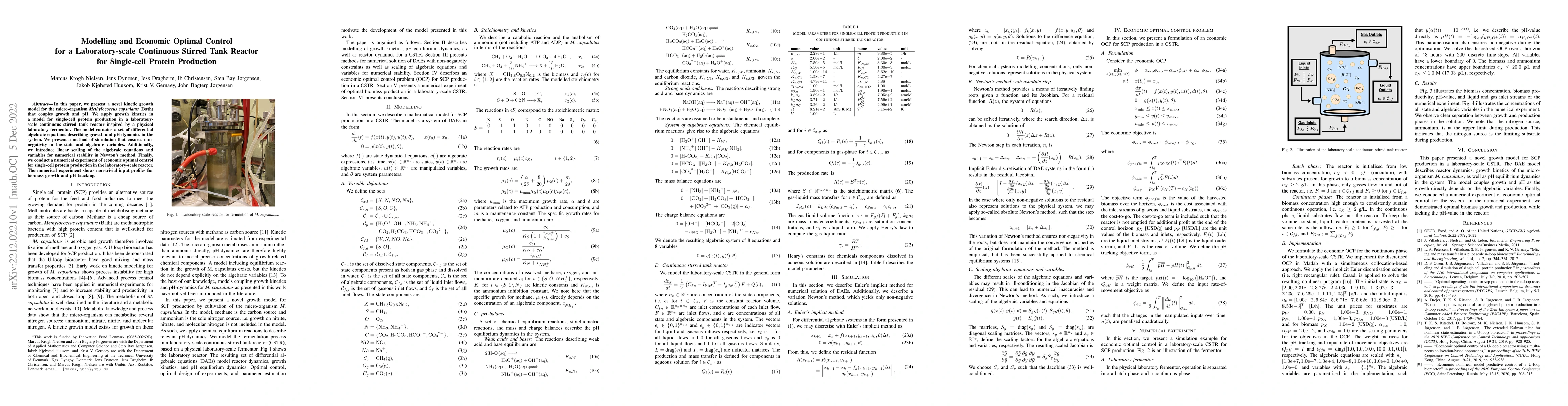 Thumbnail for Modelling and Economic Optimal Control for a Laboratory-scale Continuous
  Stirred Tank Reactor for Single-cell Protein Production