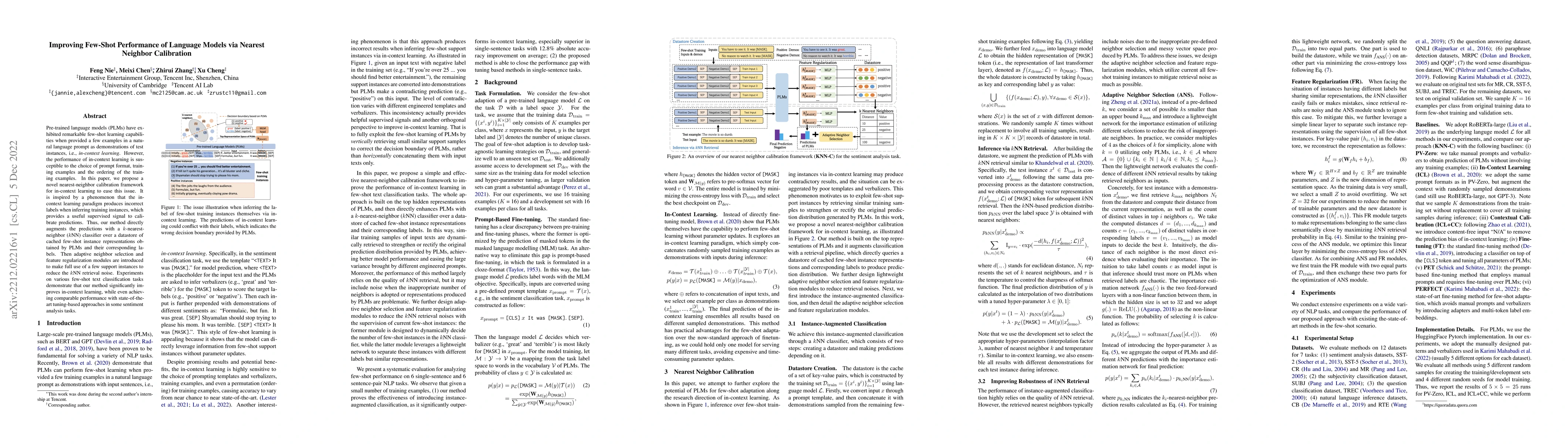 Thumbnail for Improving Few-Shot Performance of Language Models via Nearest Neighbor
  Calibration
