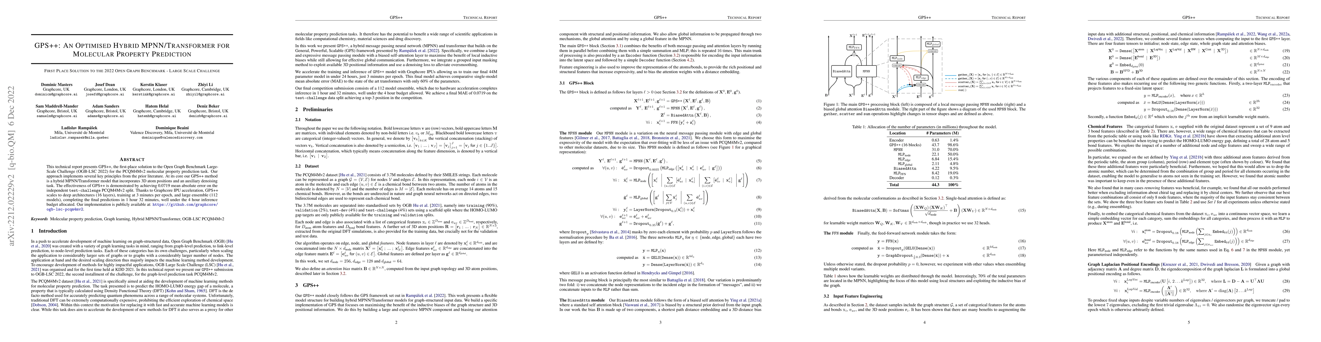 Thumbnail for GPS++: An Optimised Hybrid MPNN/Transformer for Molecular Property
  Prediction