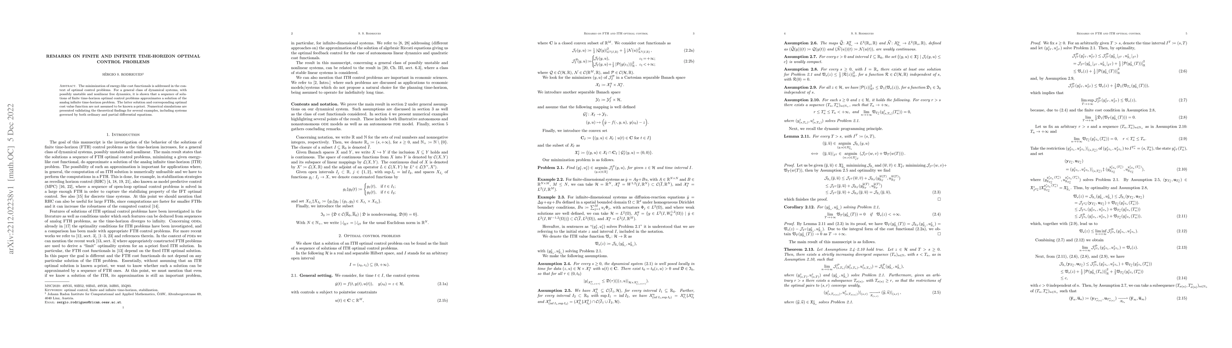 Thumbnail for Remarks on finite and infinite time-horizon optimal control problems
