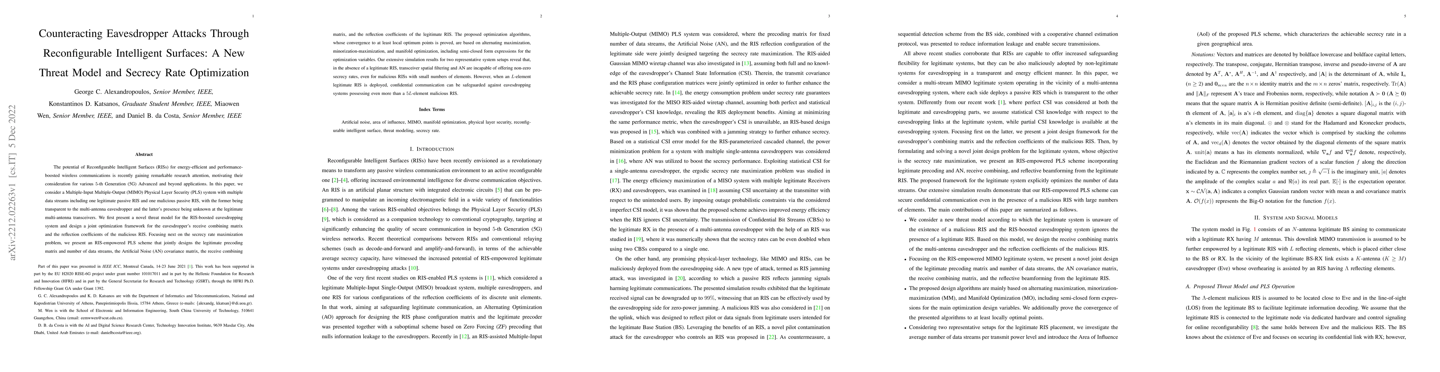 Thumbnail for Counteracting Eavesdropper Attacks Through Reconfigurable Intelligent
  Surfaces: A New Threat Model and Secrecy Rate Optimization