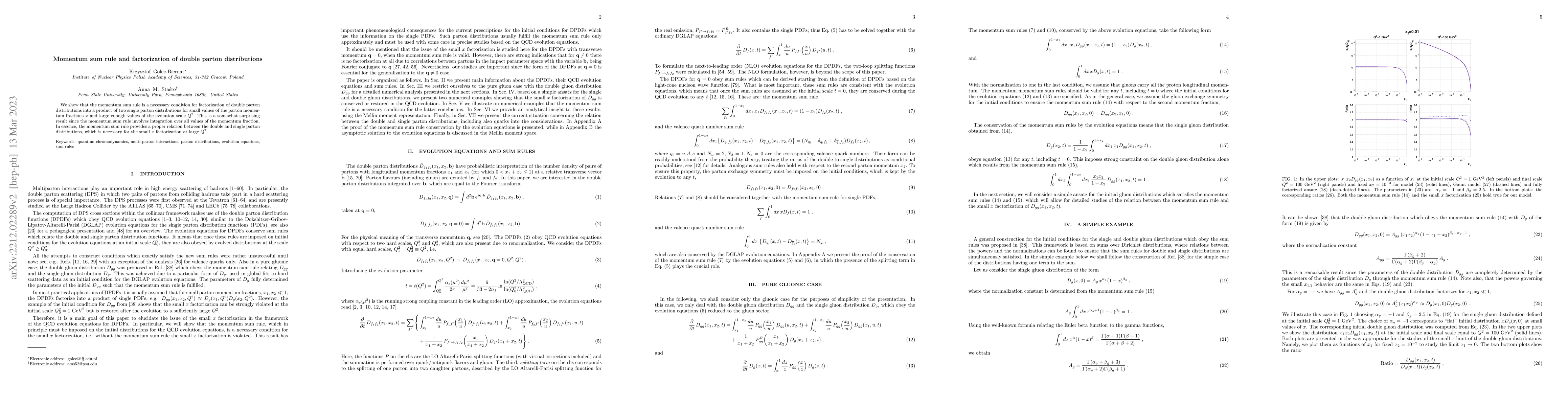 Thumbnail for Momentum sum rule and factorization of double parton distributions