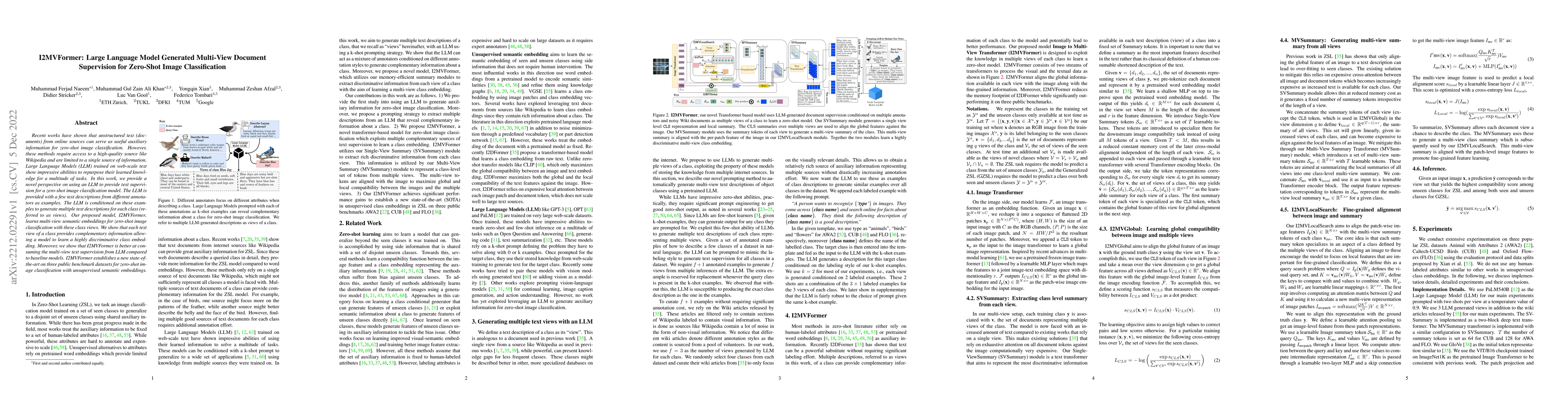 Thumbnail for I2MVFormer: Large Language Model Generated Multi-View Document
  Supervision for Zero-Shot Image Classification