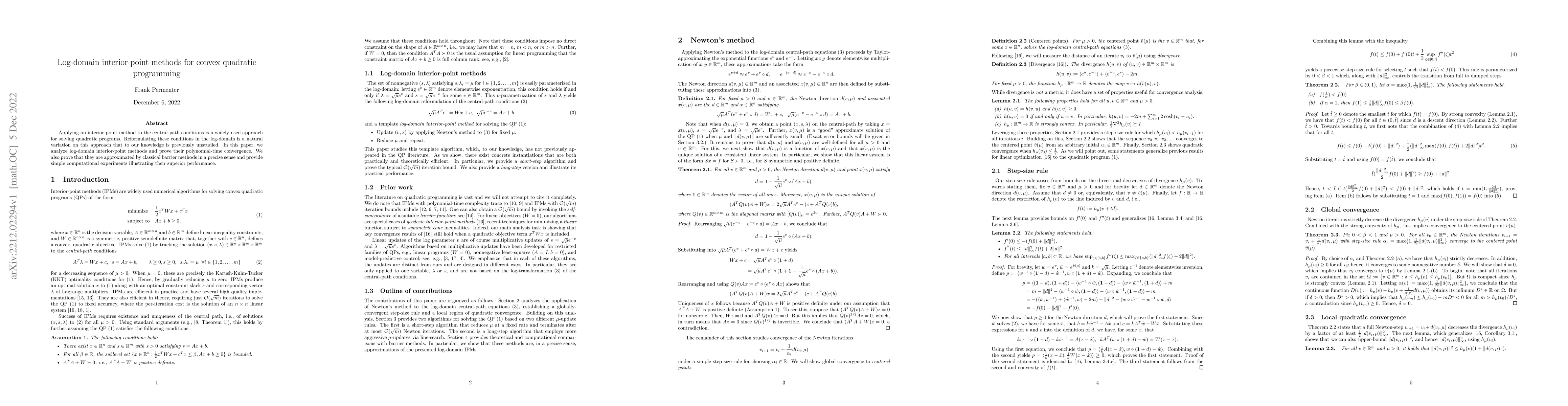 Thumbnail for Log-domain interior-point methods for convex quadratic programming