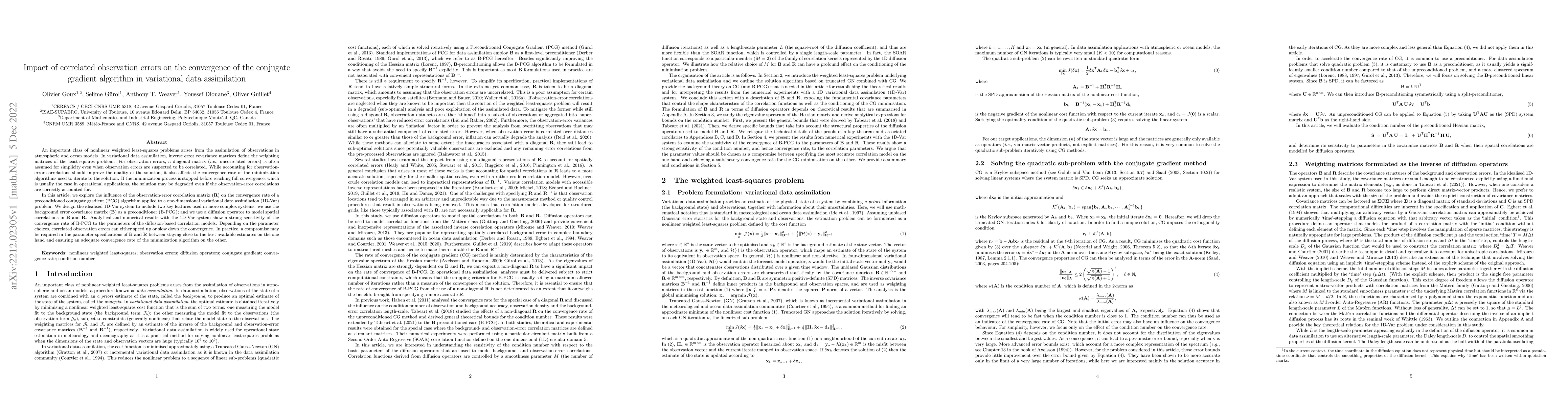 Thumbnail for Impact of correlated observation errors on the convergence of the
  conjugate gradient algorithm in variational data assimilation