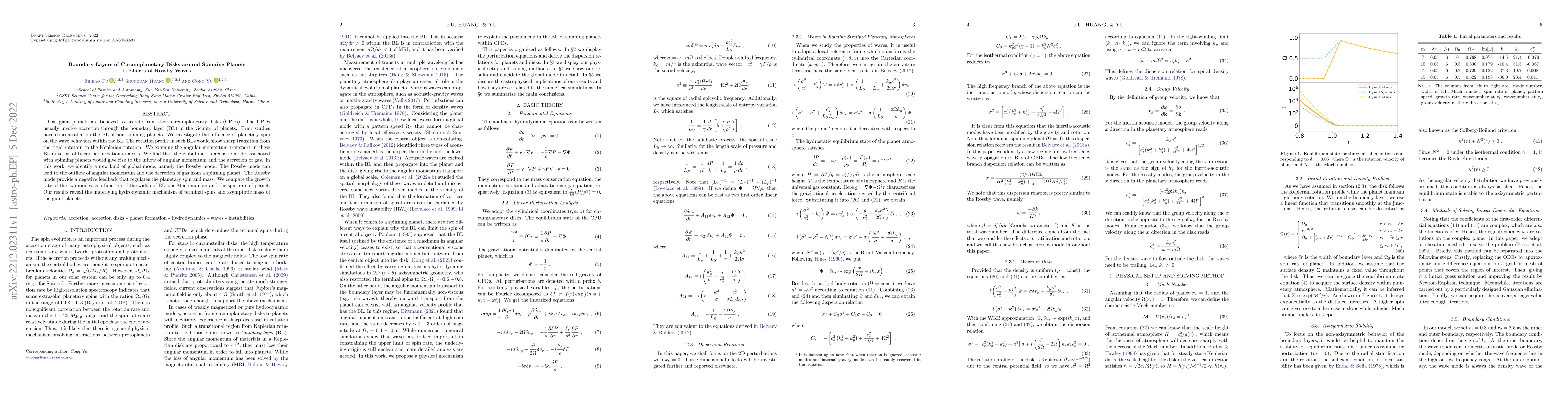 Thumbnail for Boundary Layers of Circumplanetary Disks around Spinning Planets I.
  Effects of Rossby Waves