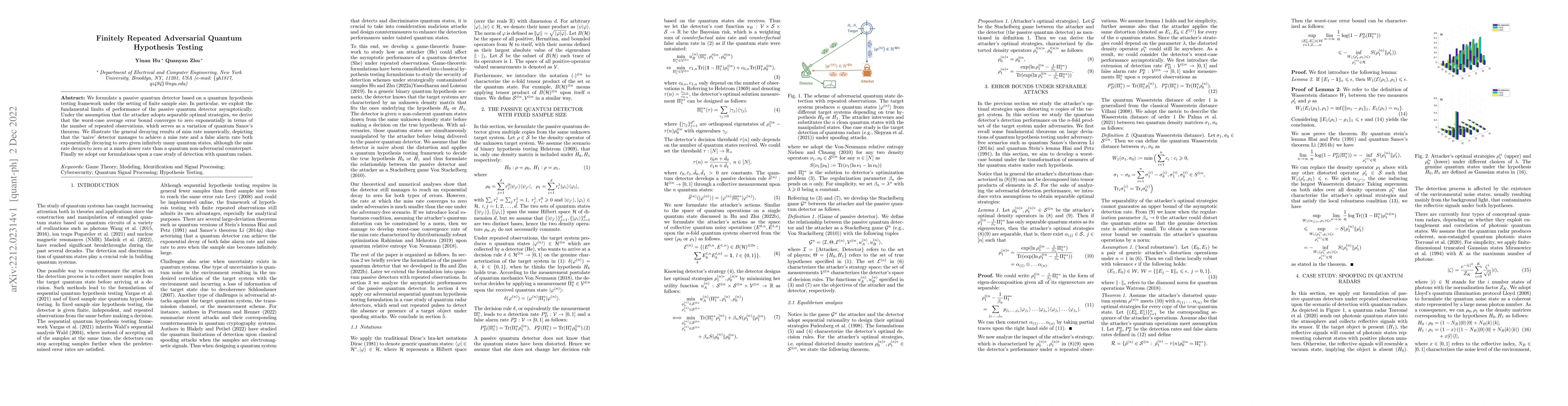 Thumbnail for Finitely Repeated Adversarial Quantum Hypothesis Testing