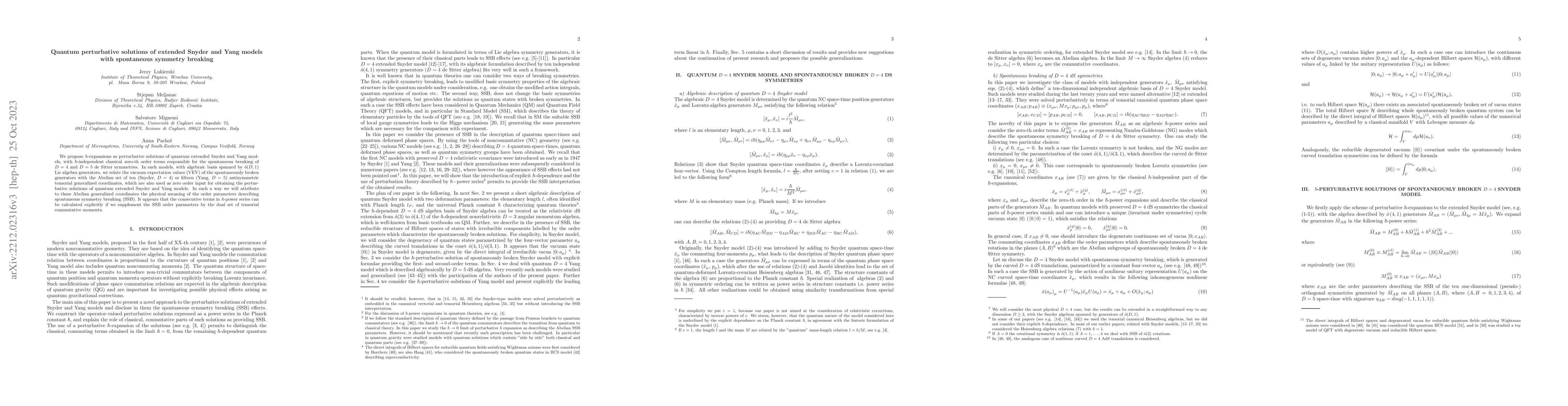 Thumbnail for Quantum perturbative solutions of extended Snyder and Yang models with
  spontaneous symmetry breaking