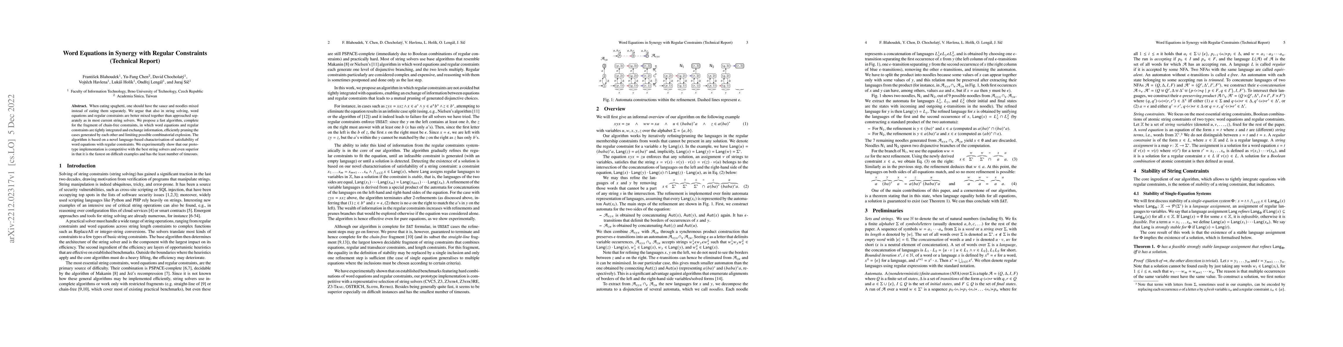 Thumbnail for Word Equations in Synergy with Regular Constraints (Technical Report)
