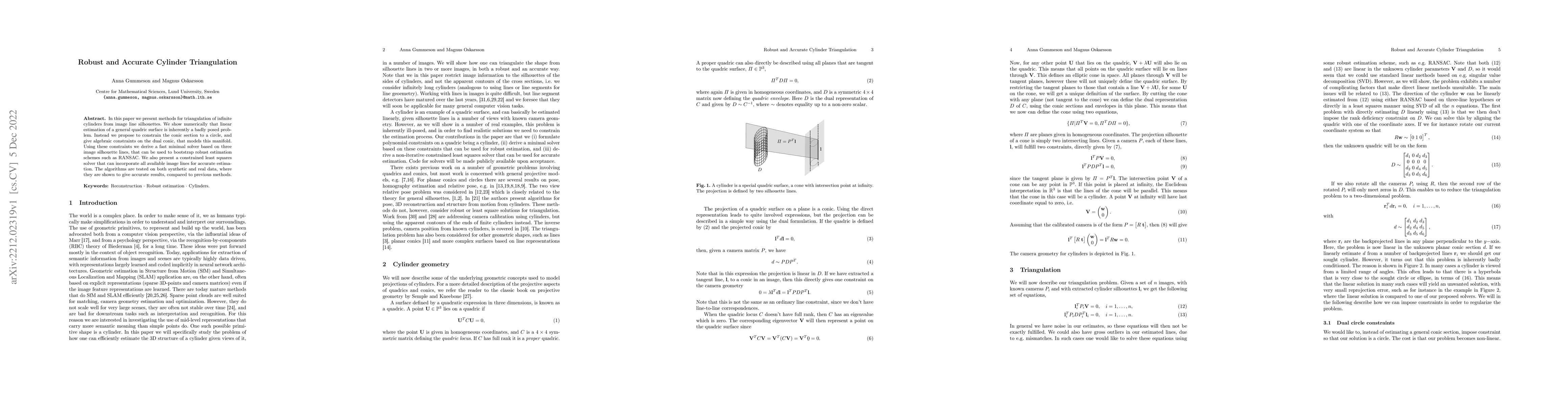 Thumbnail for Robust and Accurate Cylinder Triangulation