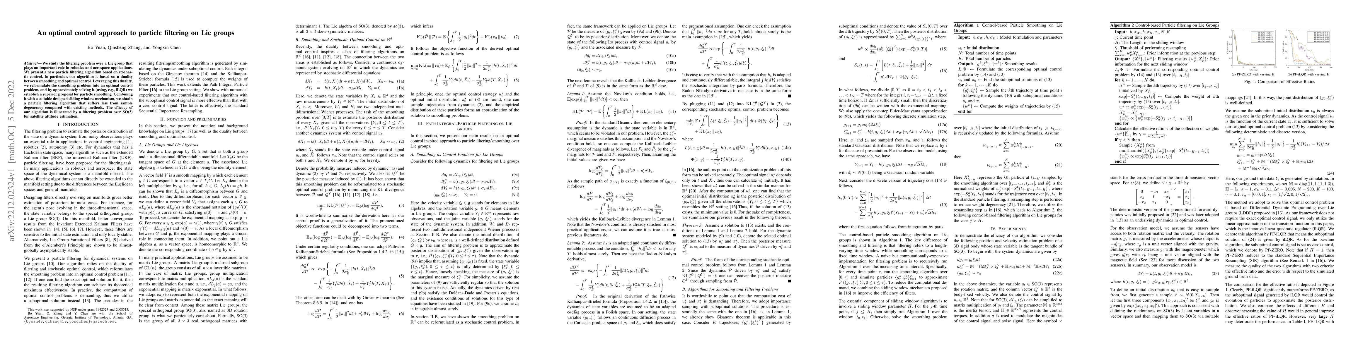 Thumbnail for An optimal control approach to particle filtering on Lie groups