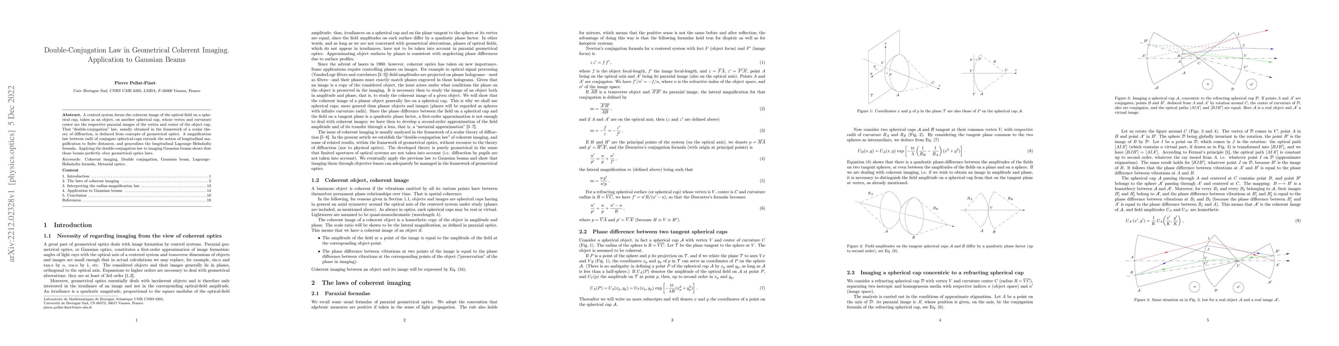 Thumbnail for Double-Conjugation Law in Geometrical Coherent Imaging. Application to
  Gaussian Beams