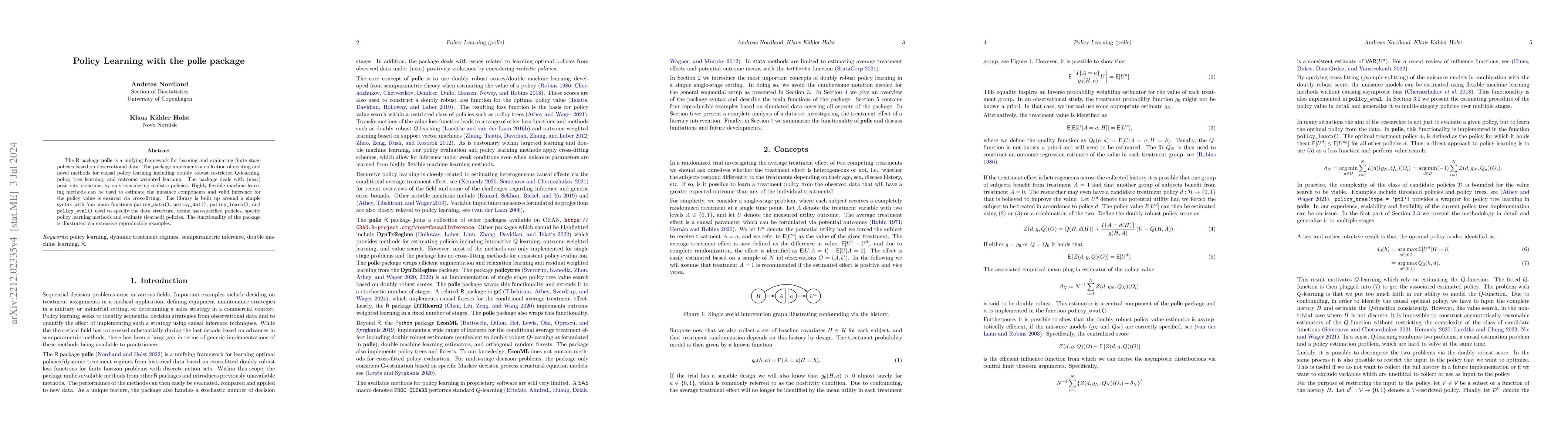 Thumbnail for Policy Learning with the polle package
