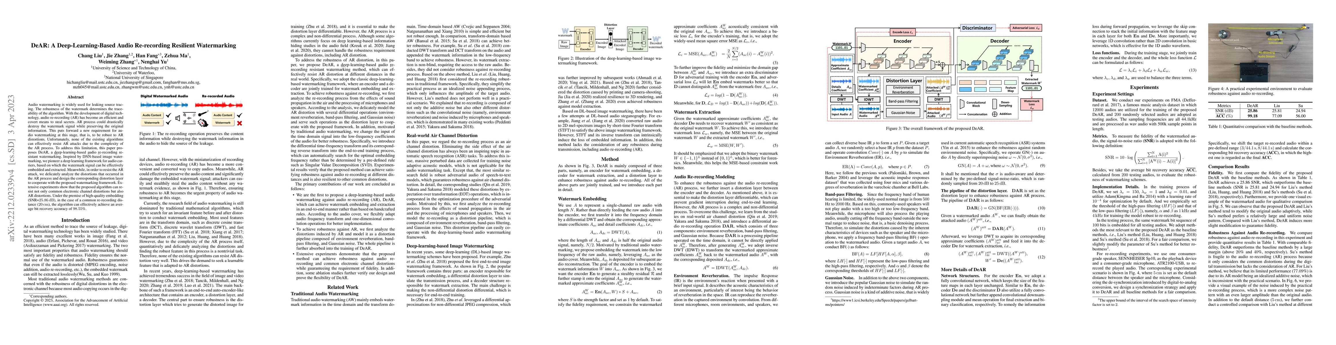 Thumbnail for DeAR: A Deep-learning-based Audio Re-recording Resilient Watermarking
