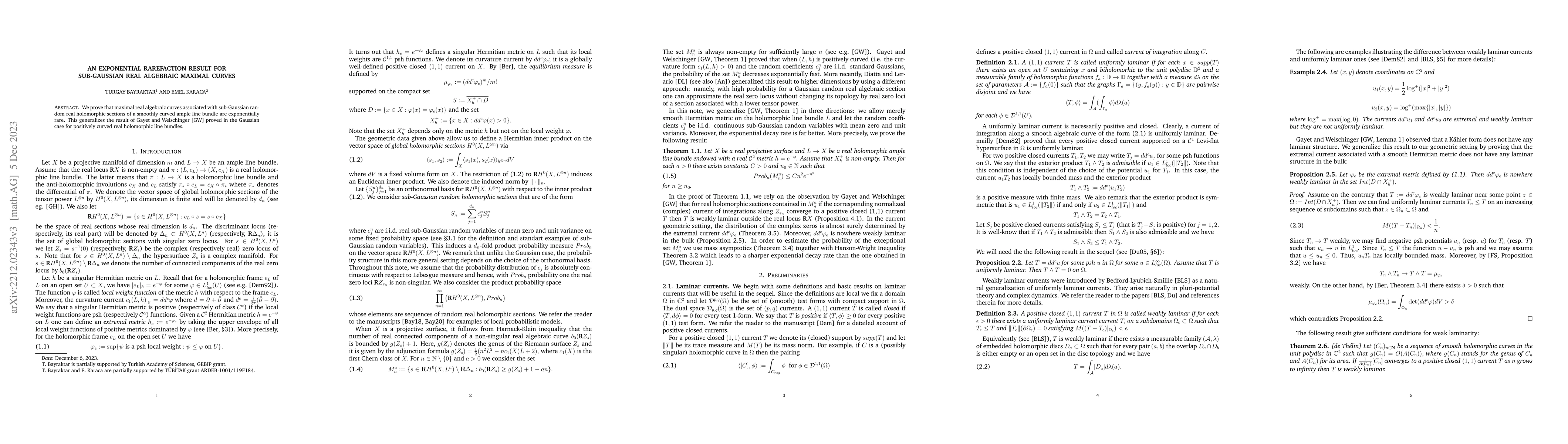 Thumbnail for An Exponential Rarefaction Result for Sub-Gaussian Real Algebraic
  Maximal Curves