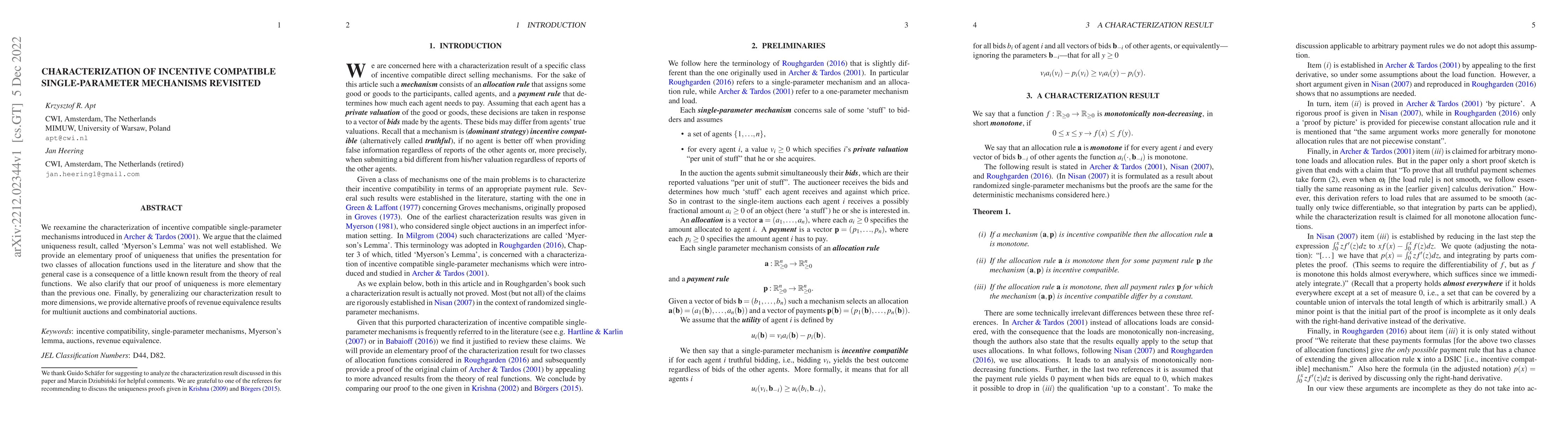 Thumbnail for Characterization of incentive compatible single-parameter mechanisms
  revisited