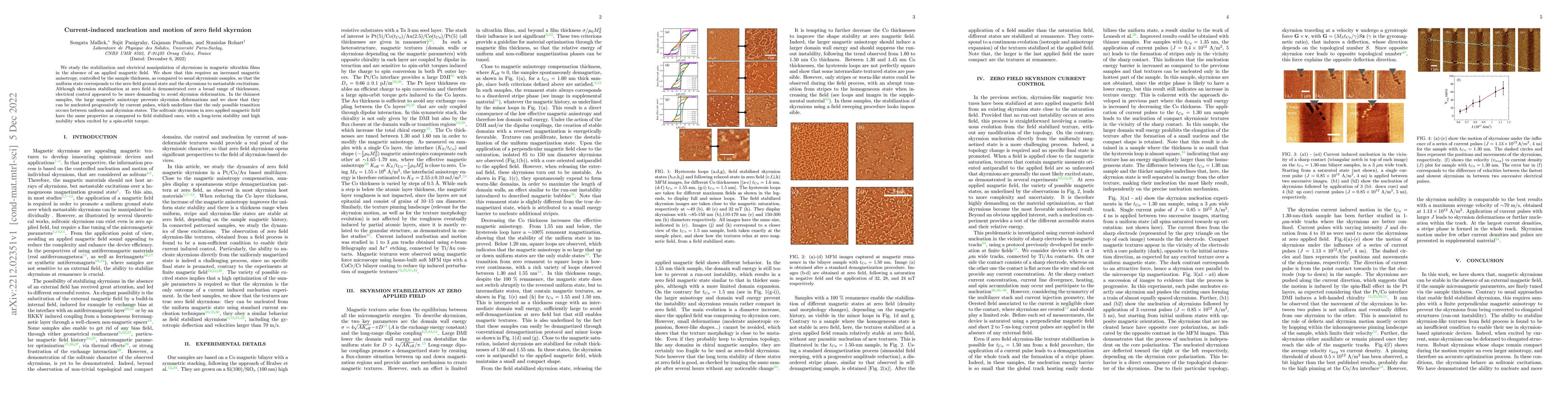 Thumbnail for Current-induced nucleation and motion of zero field skyrmion