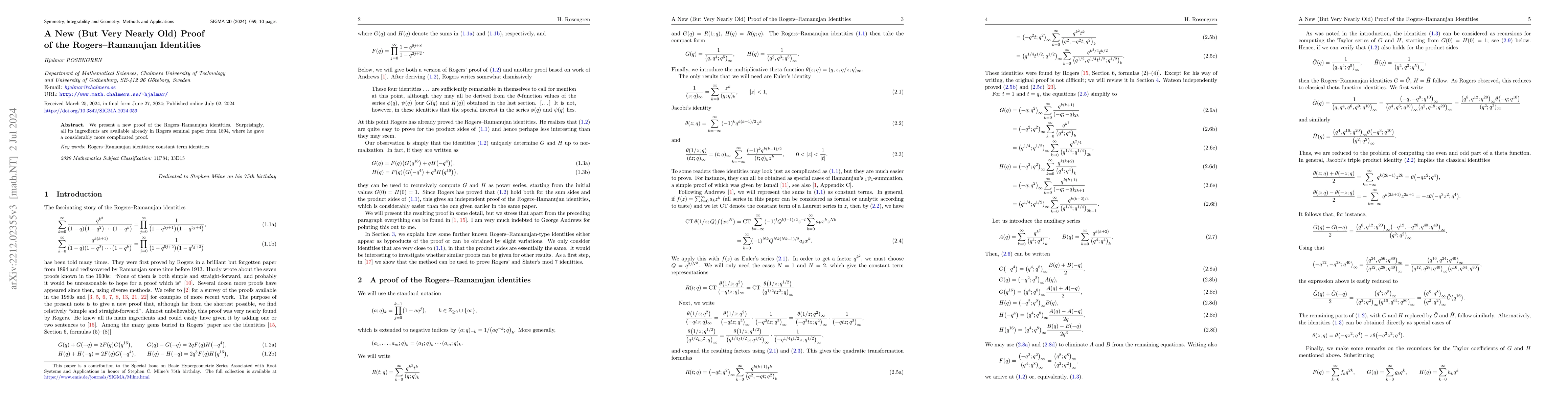 Thumbnail for A New (But Very Nearly Old) Proof of the Rogers-Ramanujan Identities