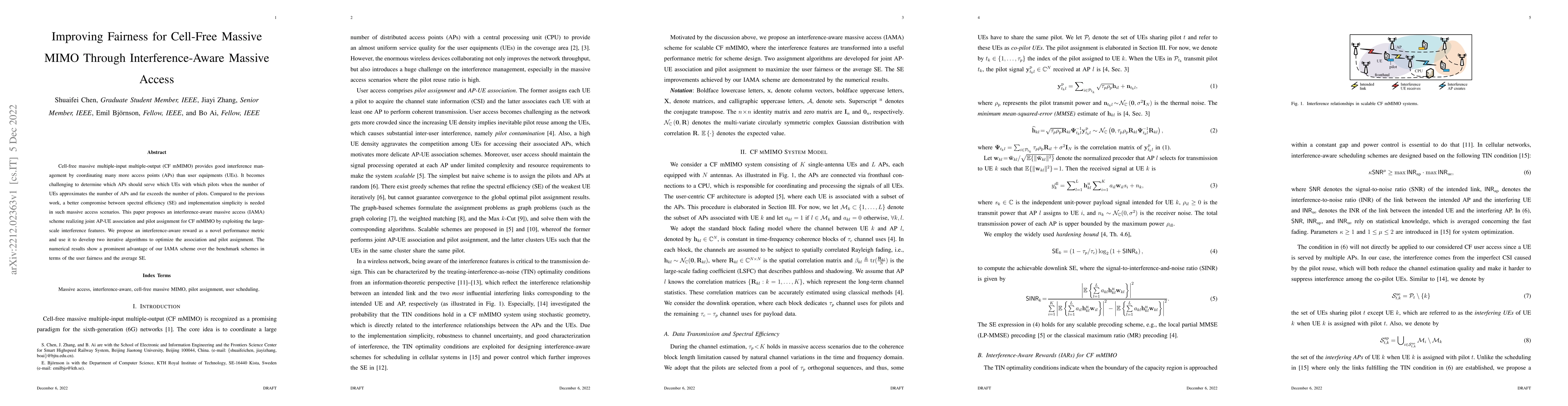 Thumbnail for Improving Fairness for Cell-Free Massive MIMO Through Interference-Aware
  Massive Access