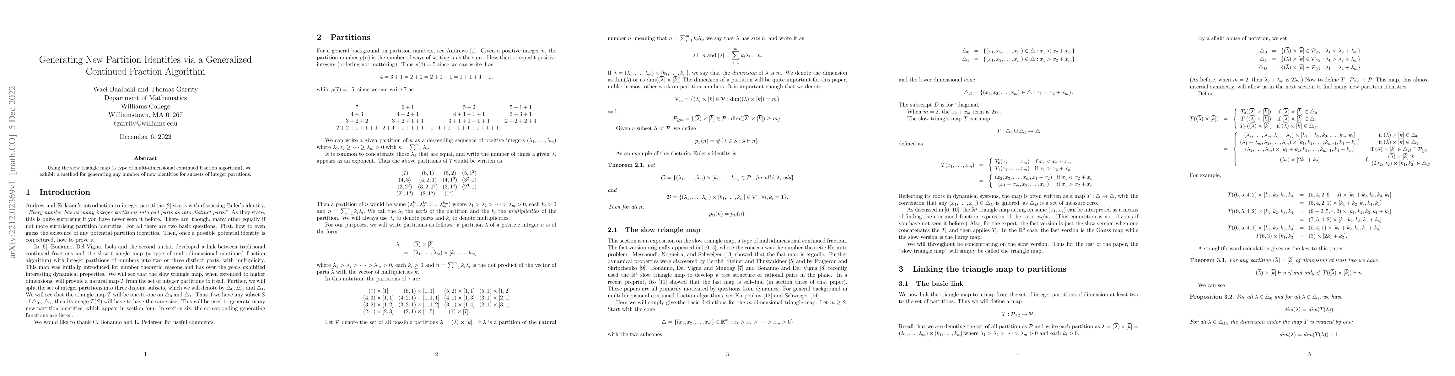 Thumbnail for Generating New Partition Identities via a Generalized Continued Fraction
  Algorithm